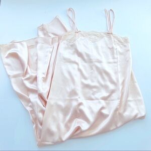 Vintage Guy Laroche Holt Renfrew pale pink satin slip dress maxi P Small